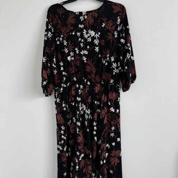 Adrienne Vittadini Women 3/4 sleeves Floral Maxi Dress Size L - Picture 4 of 10
